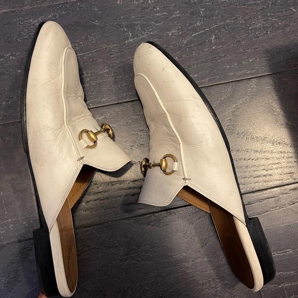 GUCCI white Horsebit Princetown Leather Slipper Loafers Mules Size 39 - Picture 8 of 9